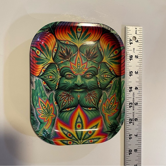 Leafy Guy trinket tray rolling tray metal 7”x5”x1/2” - Picture 3 of 3